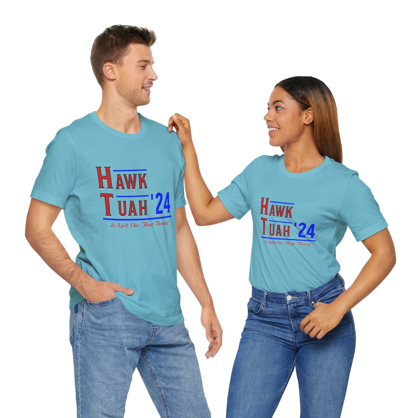 Hawk Tuah & Spit On That Thang (Red & Blue) - Unisex T-Shirt