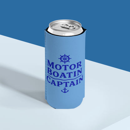 Motor Boatin Captain - Slim Can Koozie