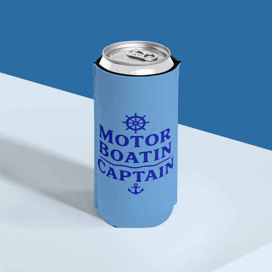 Motor Boatin Captain - Slim Can Koozie