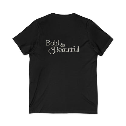 Bold & Beautiful Boudoir Logo - Unisex Jersey Short Sleeve V-Neck Tee