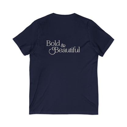 Bold & Beautiful Boudoir Logo - Unisex Jersey Short Sleeve V-Neck Tee