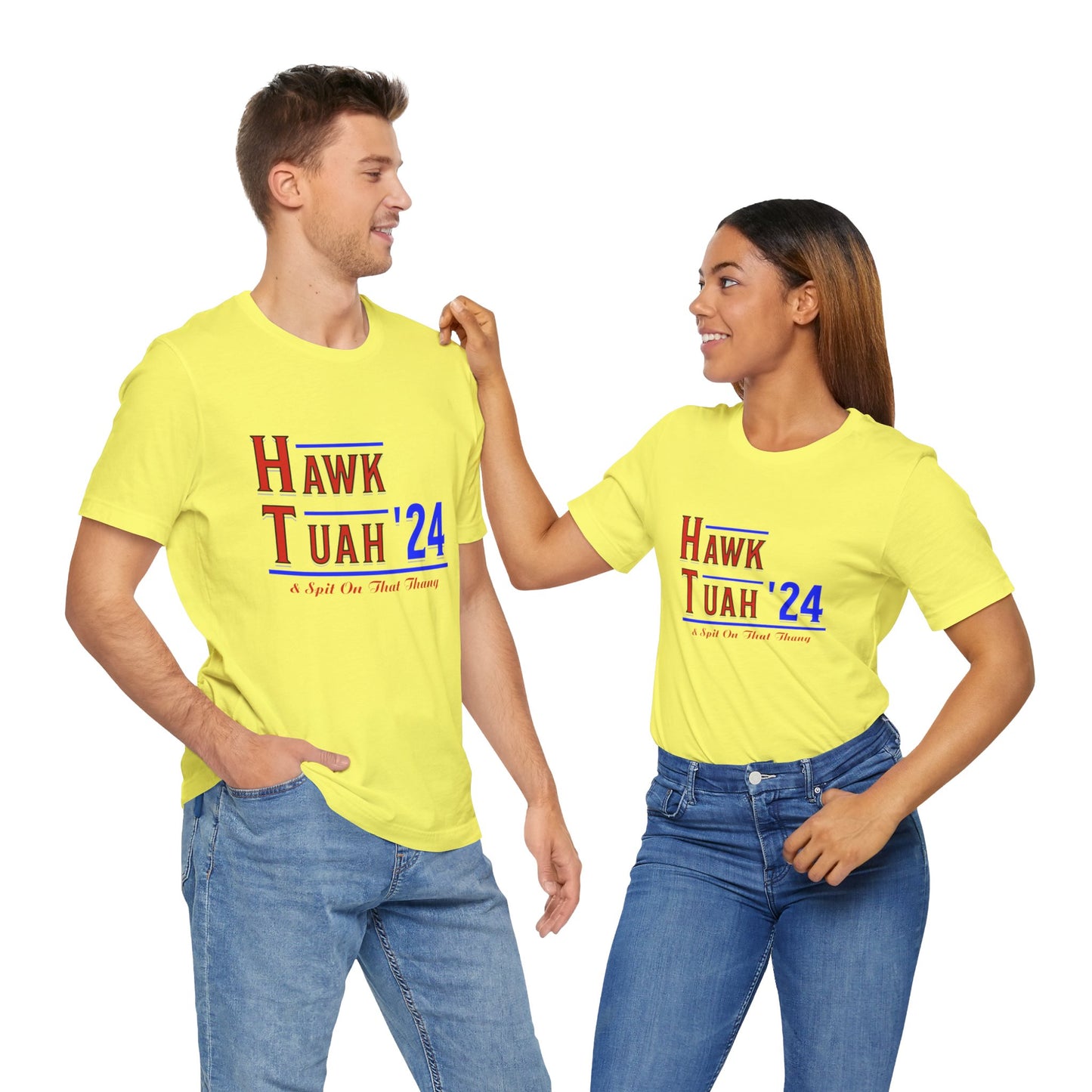 Hawk Tuah & Spit On That Thang (Red & Blue) - Unisex T-Shirt