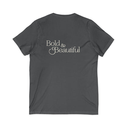 Bold & Beautiful Boudoir Logo - Unisex Jersey Short Sleeve V-Neck Tee