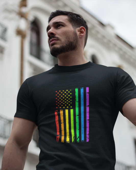 Rainbow American Flag - Unisex T-Shirt