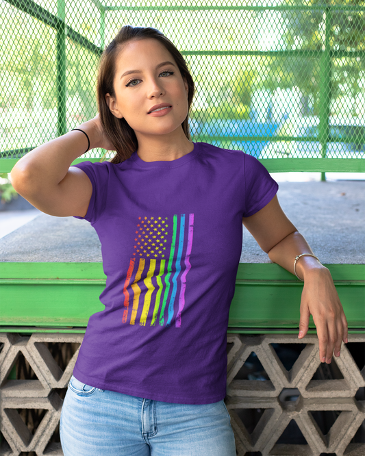 Rainbow American Flag - Women's T-shirt