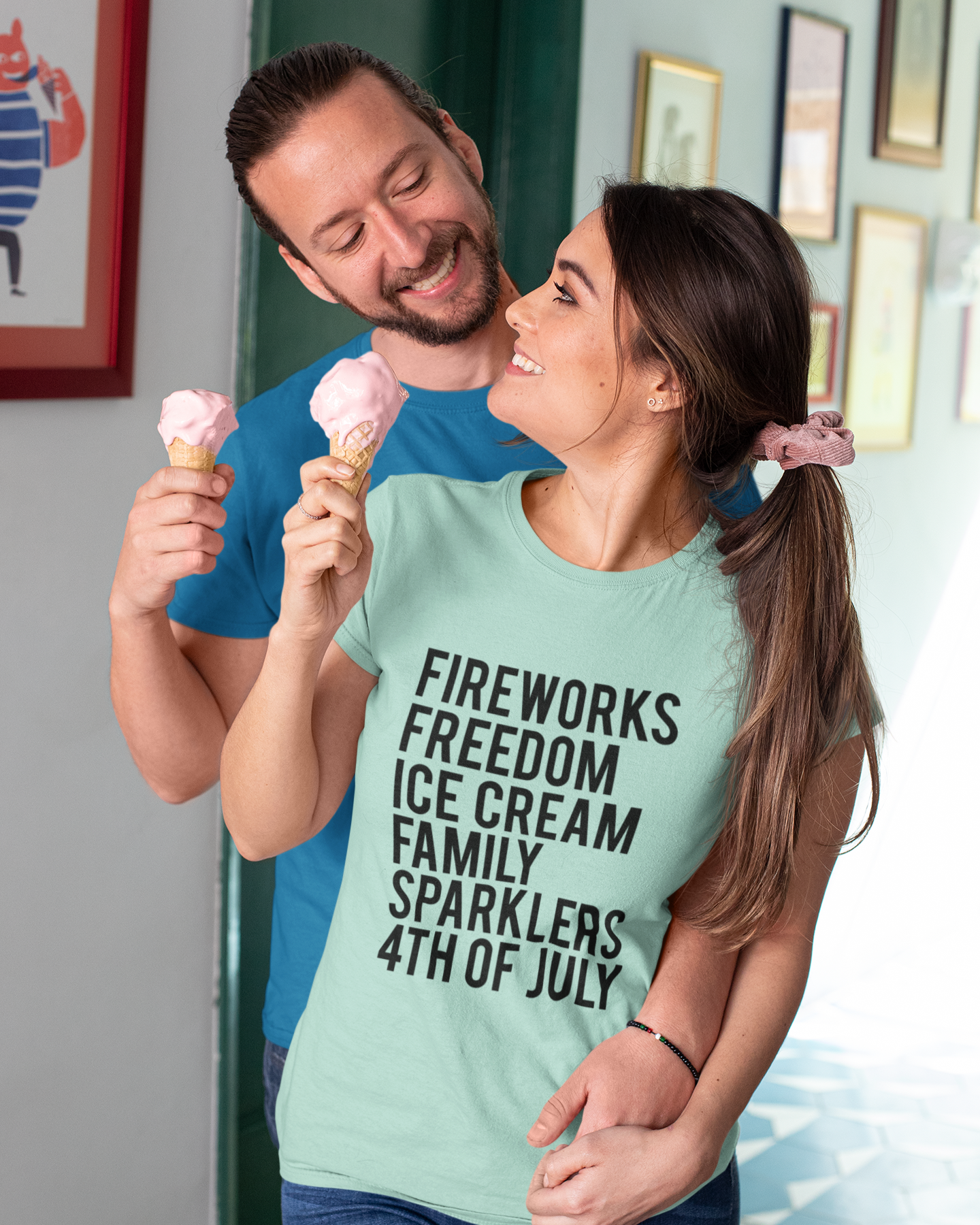 Fireworks Freedom Ice Cream Family Sparklers 4th of July - Women's T-shirt